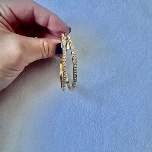 Vince Camuto Gold and Silver Crystal Hoop Earrings